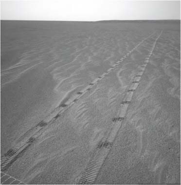 FIGURE 8.1 Opportunity tracks in Meridiani Planum. SOURCE: Courtesy of NASA/JPL.