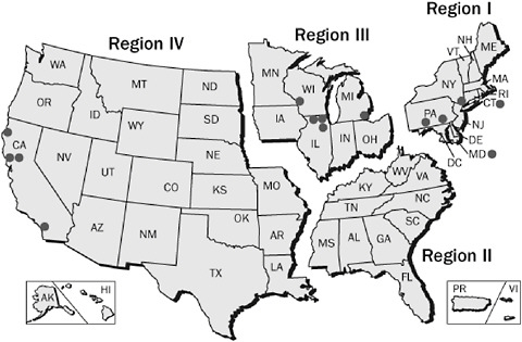 FIGURE 2-19 Locations of nuclear power reactor sites undergoing decommissioning in the United States. SOURCE: U.S. NRC 2008b.