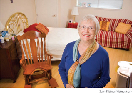 Family Health and Birth Center founder and nurse midwife Ruth Lubic is proud of the comfortable birthing rooms for new mothers.