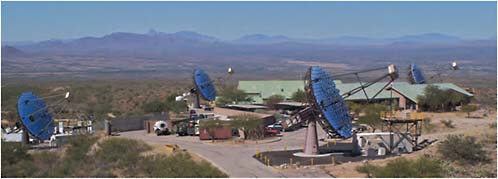 FIGURE 8.9 The VERITAS atmospheric Čerenkov telescope array for gamma-ray astronomy on Mt. Hopkins in southern Arizona. SOURCE: Steve Criswell, Smithsonian Astrophysical Observatory.