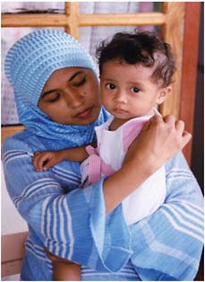 FIGURE A15-1 Young woman with infant daughter in Papau Province, Indonesia, seeks medical care.