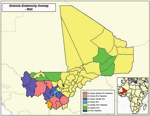 FIGURE WO-11 Endemic zoonotic diseases by district in Mali.