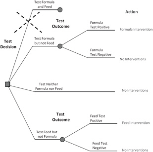 FIGURE 6-7 A decision tree for a testing-with-intervention decision involving infant formula and hog feed.